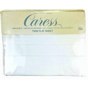Vintage Caress Twin Flat Sheet Solid White JP Stevens For Mervyns  Made In USA